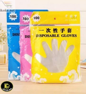 DISPOSABLE GLOVES ISI 100 PER 1 PACK SARUNG TANGAN PLASTIK SEKALI PAKAI